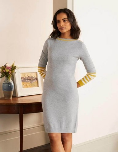 BODEN Alba Dress / grey boat neck sweater dresses - flipped