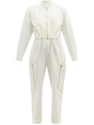 STELLA MCCARTNEY Alessia zipped-pocket twill jumpsuit | cotton utility jumpsuits | zip detail - flipped