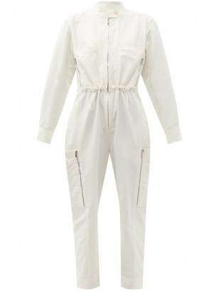 STELLA MCCARTNEY Alessia zipped-pocket twill jumpsuit | cotton utility jumpsuits | zip detail