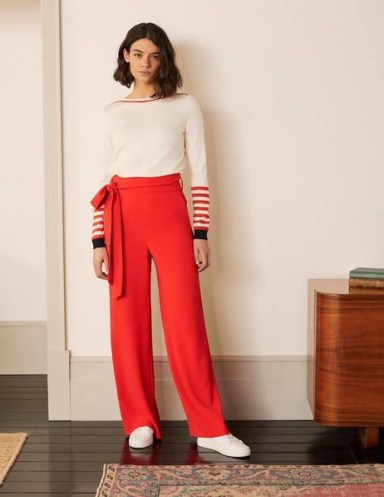 BODEN Allendale Trousers – Cherry Red / bright tie waist pants - flipped