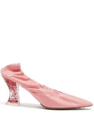 BOTTEGA VENETA Almond glitter-heel elasticated pink leather pumps