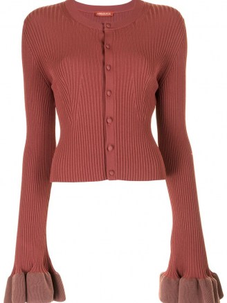 Altuzarra ribbed-knit button-fastening draped cuff cardigan - flipped