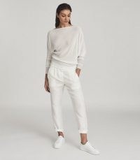 REISS ANNA SEMI-SHEER ASYMMETRIC TOP WHITE ~ contemporary clothing