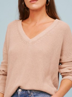 REFORMATION Arber V-Neck Sweater / classic ribbed knit sweaters