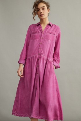Pilcro Kimberly Maxi Dress Raspberry – pink shirt dresses - flipped