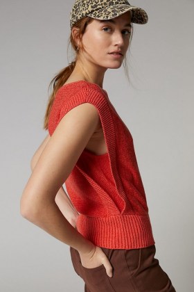Maeve Addie Sweater Vest Red | bright knitted tank - flipped