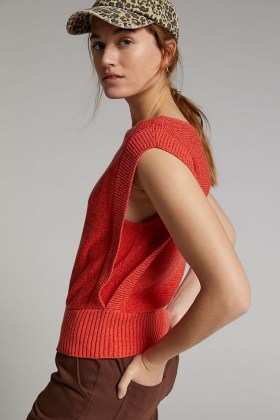 Maeve Addie Sweater Vest Red | bright knitted tank