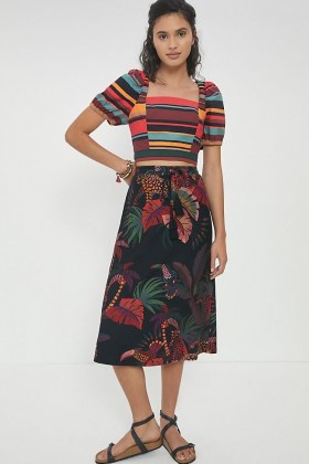 Farm Rio Guadalupe Midi Skirt | tropical prints | bird print skirts
