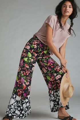 Maeve Callan Wide-Leg Trousers / floral pants / retro fashion / mixed print