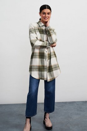 BB Dakota Eldridge Plaid Shirt Jacket / checked shacket / longline curved hem shackets - flipped