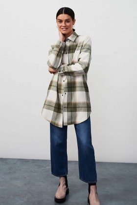 BB Dakota Eldridge Plaid Shirt Jacket / checked shacket / longline curved hem shackets
