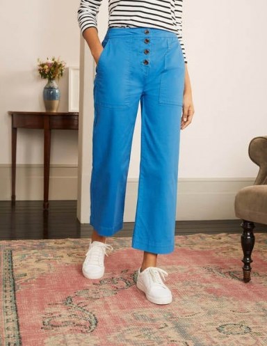 BODEN Beaufort Button Fly Trousers in Bold Blue / bright ankle grazer pants