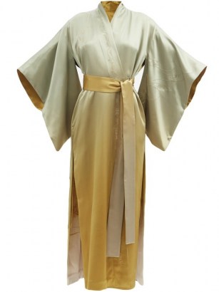 COMMON HOURS Bees and Honey reversible ombré-silk robe ~ luxe embroidered kimono robes ~ Amber Symond kimonos - flipped