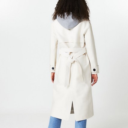 River Island Beige hooded trench coat | belted coats with hood - flipped