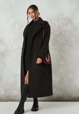 Missguided black formal trench coat | classic coats - flipped