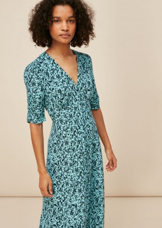 WHISTLES MIDNIGHT MEADOW FLORAL DRESS / blue midi dresses