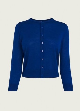 L.K. BENNETT BONNIE COBALT BLUE MERINO WOOL CARDIGAN / classic button up cardigans - flipped