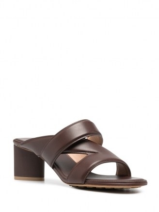 Bottega Veneta crossover-strap leather sandals in chocolate brown - flipped