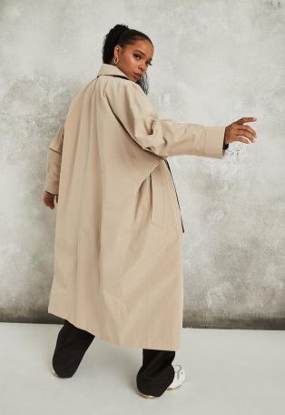 Missguided camel statement sleeve trench coat | batwing coats