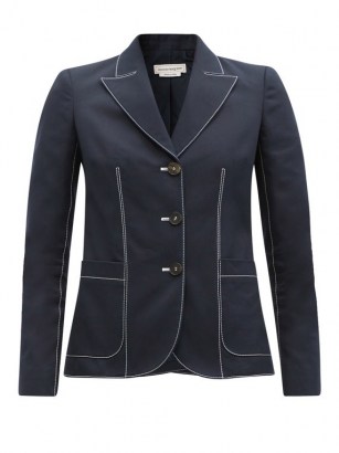 ALEXANDER MCQUEEN Contrast-stitch single-breasted cotton jacket in navy