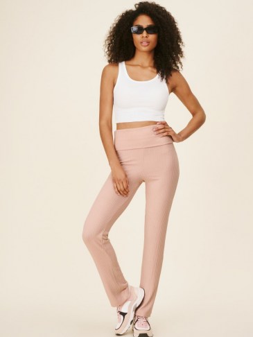 REFORMATION Coppelia Pant Blush ~ casual pink ribbed trousers ~ leggings