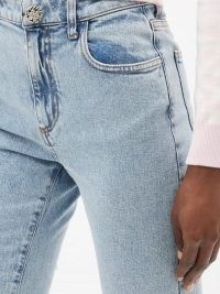 ALESSANDRA RICH Crystal-button high-rise acid-washed denim jeans ~ embellished buttons ~ little details