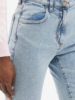ALESSANDRA RICH Crystal-button high-rise acid-washed denim jeans ~ embellished buttons ~ little details - flipped