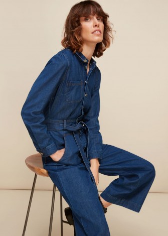 WHISTLES DENIM BELTED JUMPSUIT | utility jumpsuits - flipped