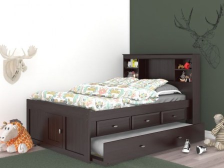 Factory Bunk Beds DISCOVERY WORLD FURNITURE FULL BOOKCASE CAPTAINS BED IN ESPRESSO - flipped