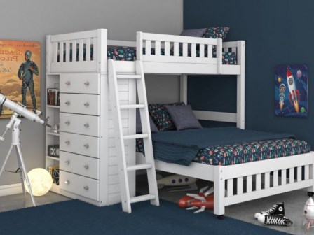 Factory Bunk Beds DISCOVERY WORLD FURNITURE WHITE TWIN OVER FULL LOFT BED - flipped