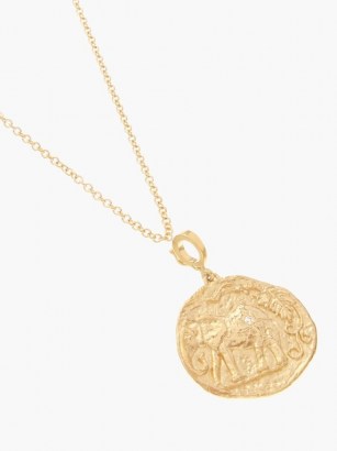 AZLEE Elefante diamond & 18kt gold necklace ~ circular ancient look pendant - flipped