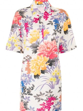 Etro floral print henley shirt dress ~ casual dresses - flipped