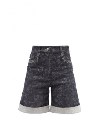 CHLOÉ Floral-print denim shorts - flipped