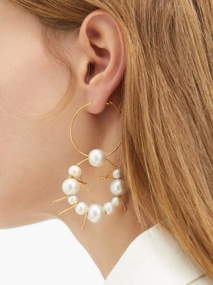 JIL SANDER Freshwater-pearl hoop earrings ~ double hoops