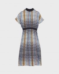 Ted Baker SAMII Geo printed rib detail midi dress | 70s vintage inspired dresses
