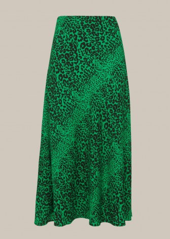 WHISTLES SPECKLED ANIMAL BIAS CUT SKIRT / green midi skirts - flipped
