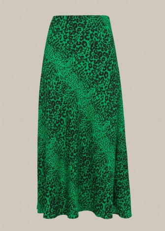 WHISTLES SPECKLED ANIMAL BIAS CUT SKIRT / green midi skirts