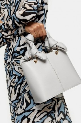 TOPSHOP Grey Mini PU Tote Grab Bag / small chic handbags - flipped