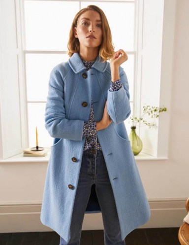 BODEN Hatfield Coat / chic light blue wool blend coats - flipped