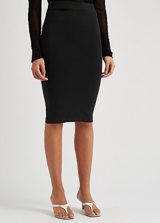 HELMUT LANG Black cut-out pencil skirt | fitted stretch jersey skirts