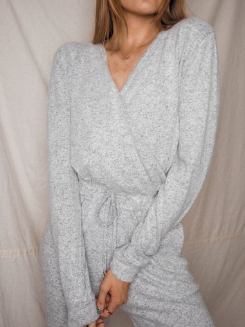 Style Cheat HONOR GREY KNITTED WRAP JUMPSUIT | all-in-one loungewear | jumpsuits | knitwear