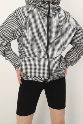 storets Lauren Gingham Hoodie Jacket ~ oversized black and white checked front zipper jackets - flipped