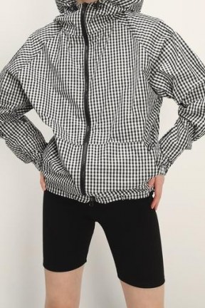 storets Lauren Gingham Hoodie Jacket ~ oversized black and white checked front zipper jackets