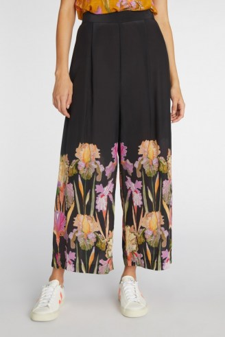 gorman IRIS BLACK PANT / floral trousers / wide leg pants - flipped