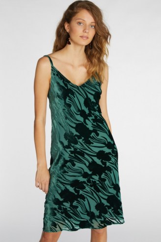 gorman IRIS DEVORE SLIP DRESS / green skinny strap floral dresses / burnout - flipped