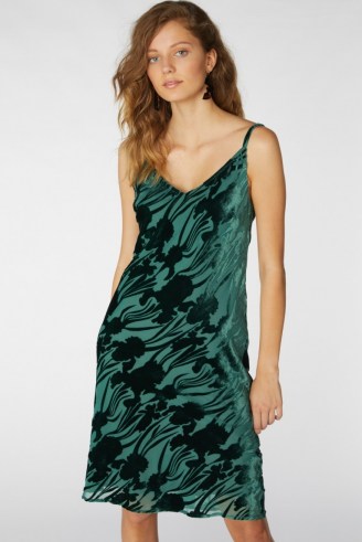 gorman IRIS DEVORE SLIP DRESS / green skinny strap floral dresses / burnout