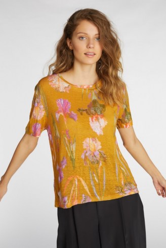 gorman IRIS GOLD LINEN TEE / floral t-shirts - flipped