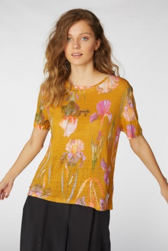 gorman IRIS GOLD LINEN TEE / floral t-shirts