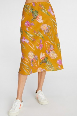 gorman IRIS GOLD SLIP SKIRT / spring and summer floral skirts - flipped
