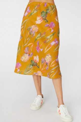 gorman IRIS GOLD SLIP SKIRT / spring and summer floral skirts